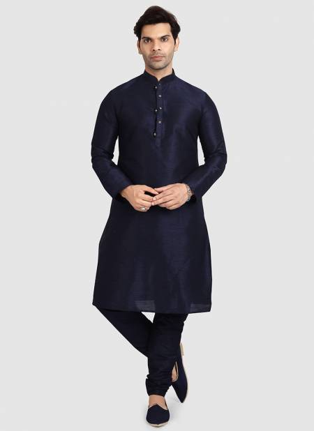 Navy Blue Colour Party Wear Mens Silk Kurta Pajama Collection 1270